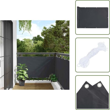 Valla de PVC - vidaXL Pantalla de privacidad de balcón PVC gris antracita 500x75 cm - Persiana de porche