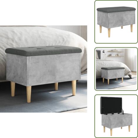 Banco de zapatos - vidaXL Banco con almacenaje madera ingeniería gris hormigón 62x42x46cm - Banco de salón