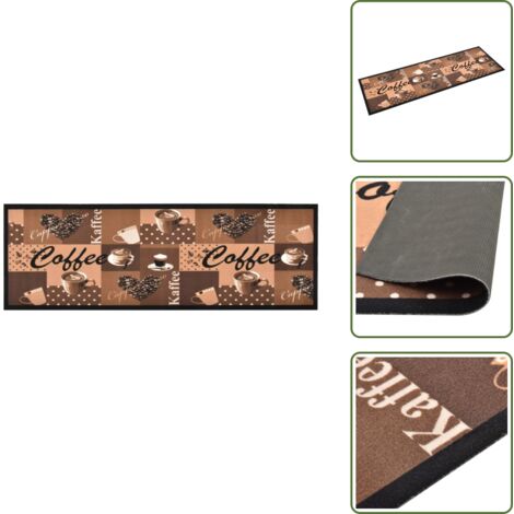 Alfombra de cocina marrón - vidaXL Alfombra de cocina lavable Coffee marrón 45x150 cm - Alfombra de taza de café