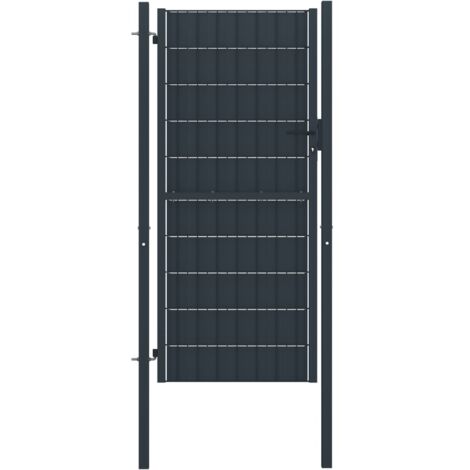 Puerta de valla de PVC y acero gris antracita 100x124 cm