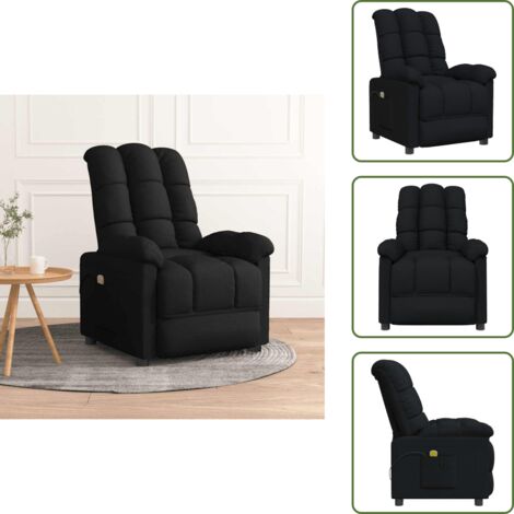 Silla de masaje con reposapiés - vidaXL Sillón de masaje de tela negro - Silla de masaje con respaldo ajustable