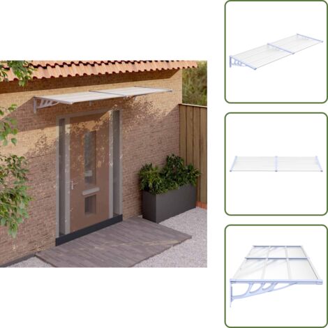 The Living Store Marquesina puerta policarbonato gris y transparente 239x90 cm - Protección de puerta