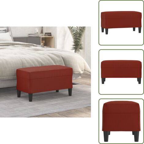 Banco de pie de cama - vidaXL Banco de cuero sintético rojo vino tinto 70x35x41 cm - Banco de pie