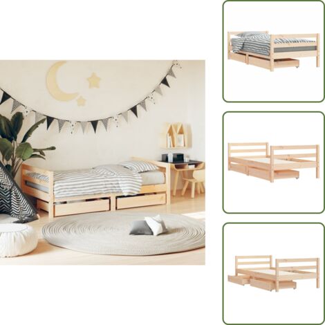 Madera de pino - vidaXL Estructura de cama infantil con cajones madera de pino 80x160cm - Cama con cajones