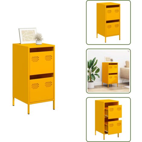 Aparador para oficina - vidaXL Aparador acero laminado en frío amarillo mostaza 35x39x73,5 cm - Aparador con cajón