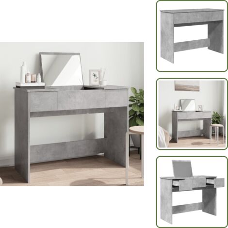 Tocador moderno - vidaXL Tocador con espejo color gris hormigón 100x45x76 cm - Tocador de madera