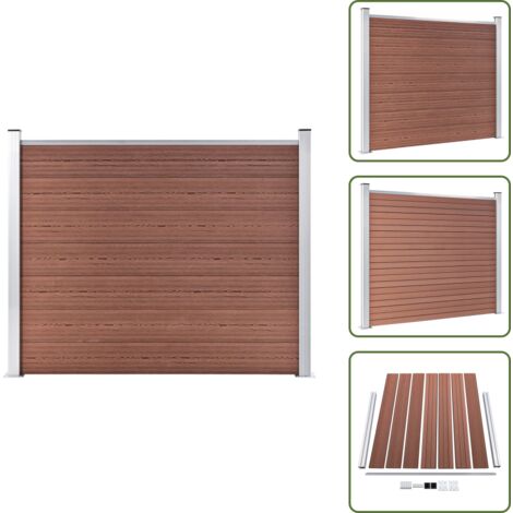 The Living Store Panel de valla WPC marrón 180x146 cm - Valla de madera y plástico
