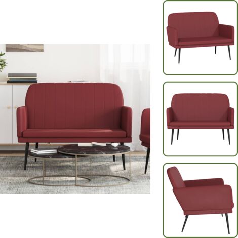The Living Store Banco de cuero sintético rojo tinto 107x80x81 cm - Banco rojo tinto