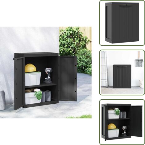 The Living Store Armario de almacenaje exterior PP negro 65x37x85 cm - Almacenamiento exterior