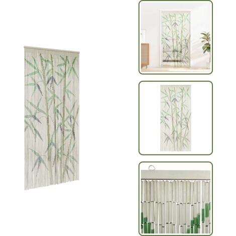 Mosquitera para hogar - vidaXL Cortina para puerta insectos estampado de bambú 90x220cm bambú - Cortina para cocina