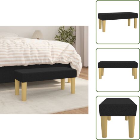 The Living Store Banco de tela negro 70x30x30 cm - Banco negro