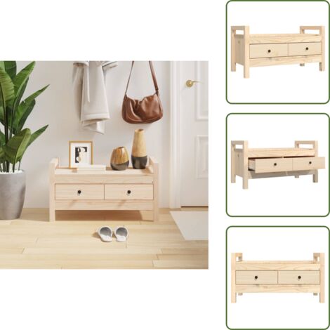 Banco de almacenamiento - vidaXL Banco de recibidor madera maciza de pino 80x40x43 cm - Banco de recibidor