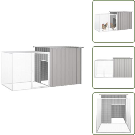 The Living Store Jaula de gallinas acero galvanizado gris 200x91x100 cm - Gallinero