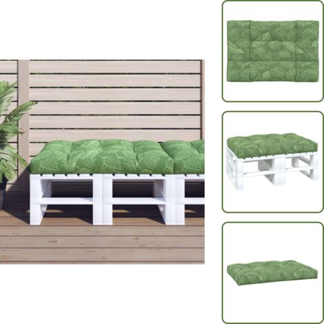 Cojín de exterior - vidaXL Cojín para palés tela estampado de hojas 120x80x12 cm - Cojín de salón
