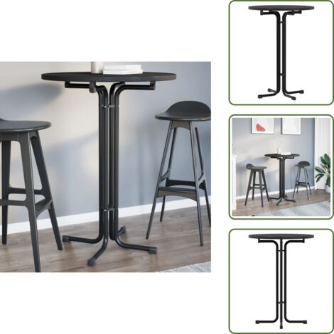 Mesa plegable - vidaXL Mesa de bar madera ingeniería y acero negro Ø80x110 cm - Mesa de bar de madera