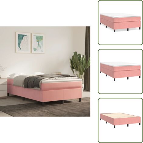 Furniture Limited - Estructura de cama con somier terciopelo rosa
