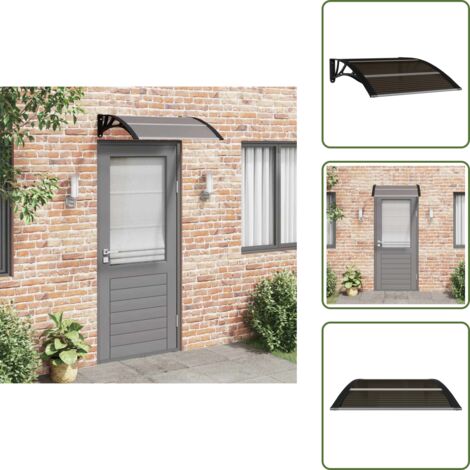The Living Store Marquesina para puerta de policarbonato negra, 100 x 75 cm - Toldo de policarbonato