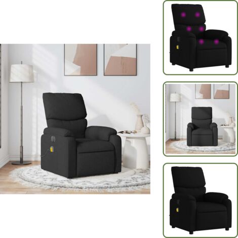 Asiento cómodo - vidaXL Sillón reclinable de masaje de tela negro - Reposapiés