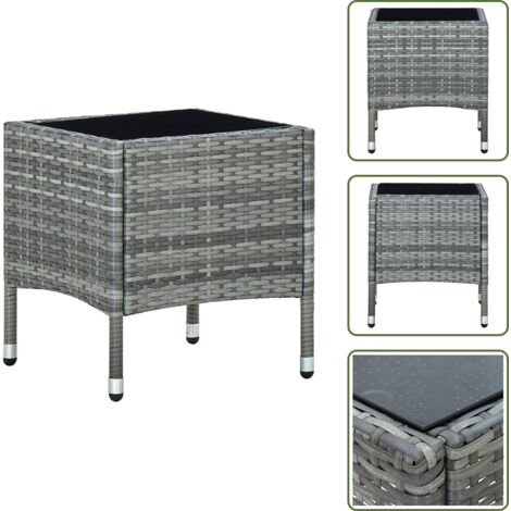 Mesa de exterior - vidaXL Mesa de jardín ratán sintético gris 40x40x45 cm - Mesa de jardín gris