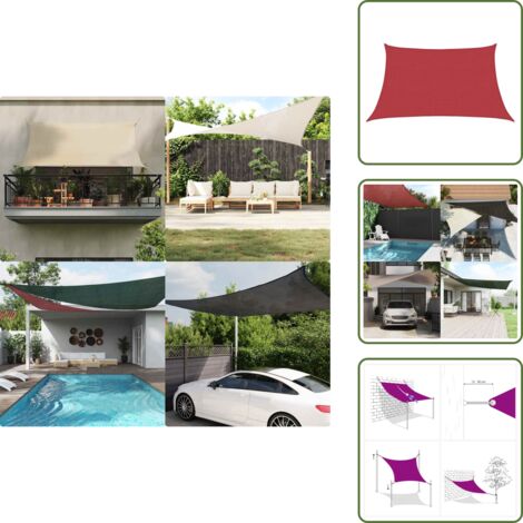 The Living Store Toldo de vela HDPE rojo 160 g/m² 3/4x2 m - Toldo hdpe