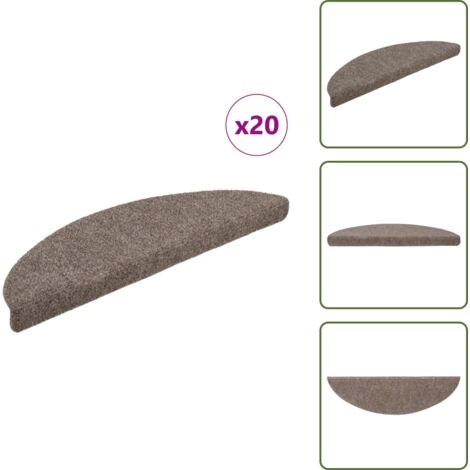 Alfombra para hogar - vidaXL Felpudos autoadhesivos para escaleras, 20 unidades, 56 x 17 x 3 cm, beige, semicirculares - Alfombra para escaleras beige