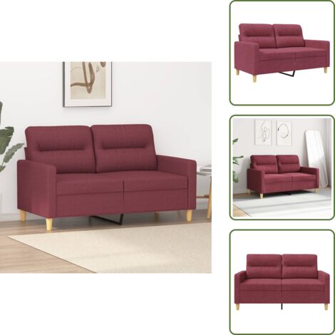 Sofá moderno - vidaXL Sofá de 2 plazas de tela rojo tinto 120 cm - Sofá de metal