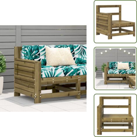 Sofá de terraza - vidaXL Sofá de jardín con reposabrazos madera impregnada 69x62x70,5cm - Sofá de patio