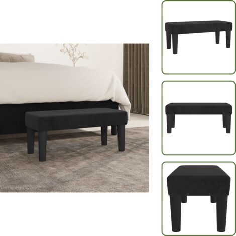 Banco de pie de cama - vidaXL Banco de terciopelo negro 70x30x30 cm - Banco de asiento