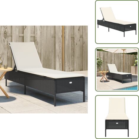 Tumbona con respaldo ajustable - vidaXL Tumbona con cojín ratán sintético negro - Tumbona de jardín
