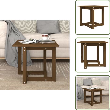 Mesa de centro madera - vidaXL Mesa de centro madera maciza de pino marrón miel 50x50x45 cm -