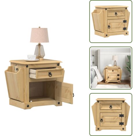 Mesita de noche corona - vidaXL Mesita de noche Corona madera maciza de pino 45x35x47,5 cm -