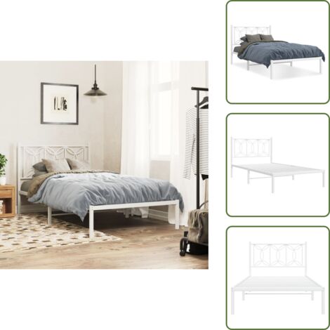 Cama de invitados - vidaXL Estructura cama sin colchón con cabecero metal blanco 100x190cm - Cama metálica