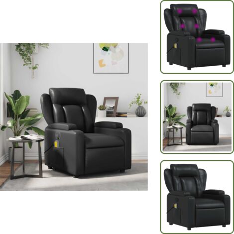 Asiento ergonómico - vidaXL Sillón de masaje reclinable cuero sintético negro - Cuero sintético