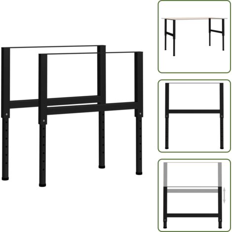 The Living Store Estructura de banco de trabajo 2 uds metal 85x(69-95,5)cm negro - Banco de trabajo ajustable