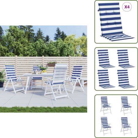 Cojines para exteriores - vidaXL Cojines para sofá de palés 4 uds tela azul y blanco a rayas - Cojines antideslizantes