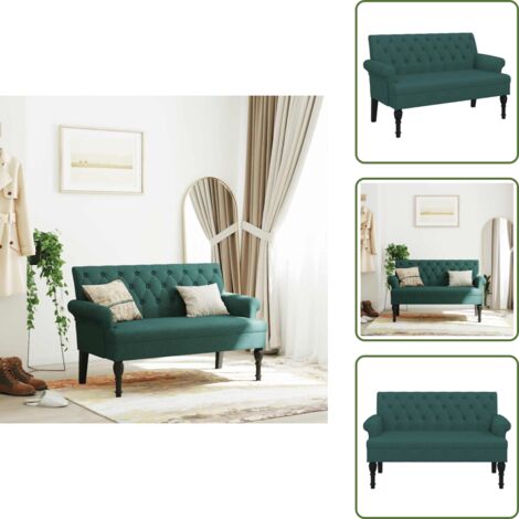 Banco de madera - vidaXL Banco con respaldo tela verde oscuro 120x62x75,5 cm - Banco cómodo