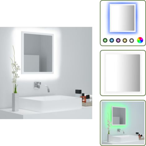 Espejo acrílico - vidaXL Espejo de baño LED acrílico blanco 40x8,5x37 cm - Espejo con luz RGB