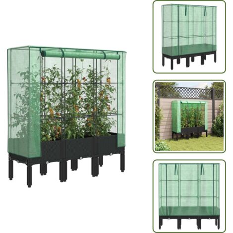Arriate elevado - vidaXL Arriate con cubierta invernadero aspecto ratán 120x40x140 cm - Jardín