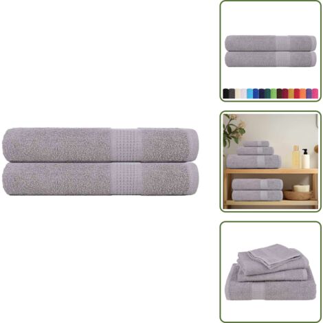 The Living Store Toallas FROGN 2 uds gris 100x200 cm 360 g/m² - Toallas de playa