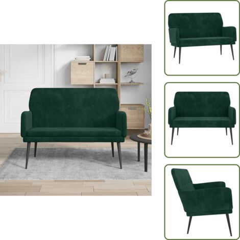 The Living Store Banco de terciopelo verde oscuro 108x79x79 cm - Banco verde oscuro