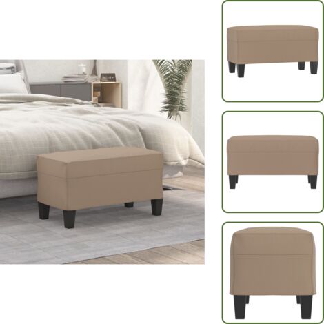 The Living Store Banco de cuero sintético color capuchino 70x35x41 cm - Banco de pie