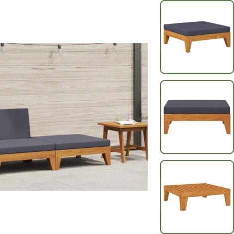The Living Store Reposapiés modular y cojín gris ocuro madera maciza de acacia - Reposapiés de madera