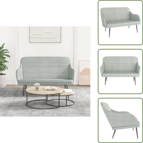 The Living Store Banco de terciopelo gris claro 110x76x80 cm - Banco gris claro