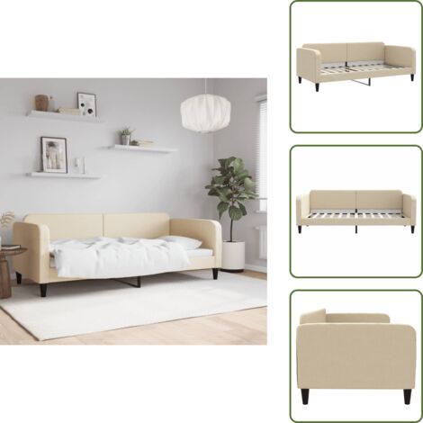 The Living Store Sofá cama sin colchón tela crema 90x200 cm - Sofá cama sin colchón
