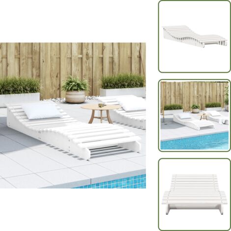 Tumbona para piscina - vidaXL Tumbona de madera maciza de pino blanca 205x70x31,5 cm - Tumbona para jardín