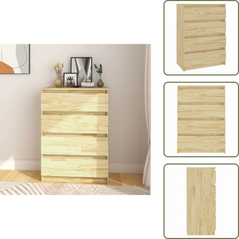 The Living Store Mueble auxiliar madera maciza de pino 60x36x84 cm - Cajón