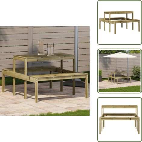 Mesa exterior - vidaXL Mesa de pícnic madera pino impregnada 110x134x75 cm - Mesa de patio