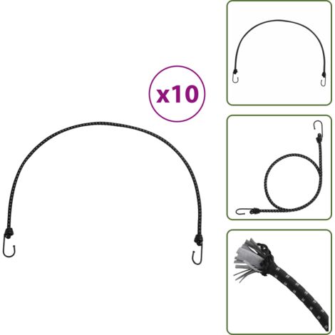 Cuerdas para transporte - vidaXL Cuerdas elásticas con tiras reflectantes y ganchos 10 uds 100cm - Cuerdas para tiendas de campaña