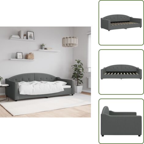 The Living Store Sofá cama sin colchón tela gris oscuro 90x190 cm - Sofá cama sin colchón