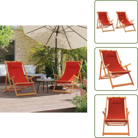The Living Store Sillas de playa plegables 2 unidades tela rojo - Sillas de camping